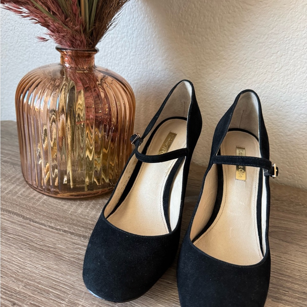 Louise et Cie Black Suede Mary Jane Heels